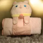 roze konijn knuffel met deken